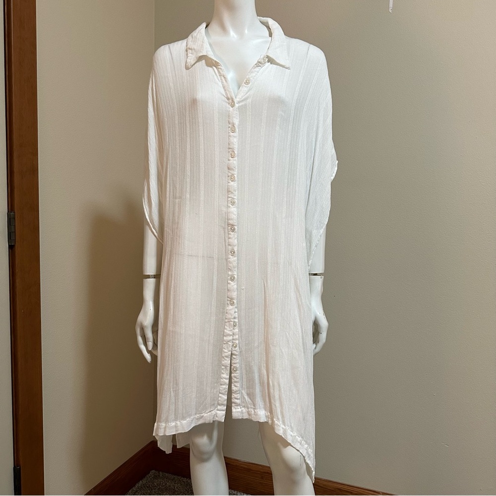 Swimsuits For All White Button Up Cover Up